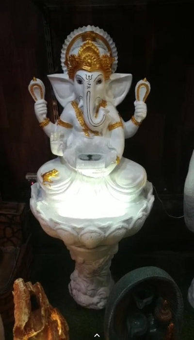 Fibre Ganesh Fountain with white Pillar 48*24
