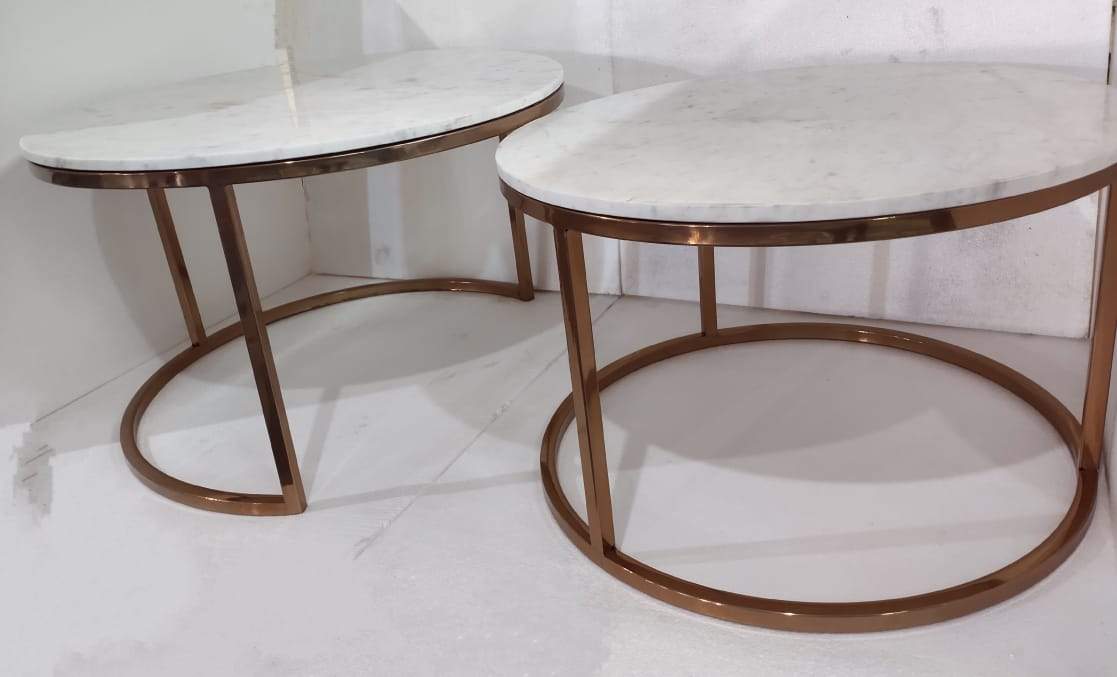 Stainless steel marble center table