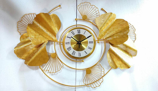 Golden color Ginkgo Clock 36*24