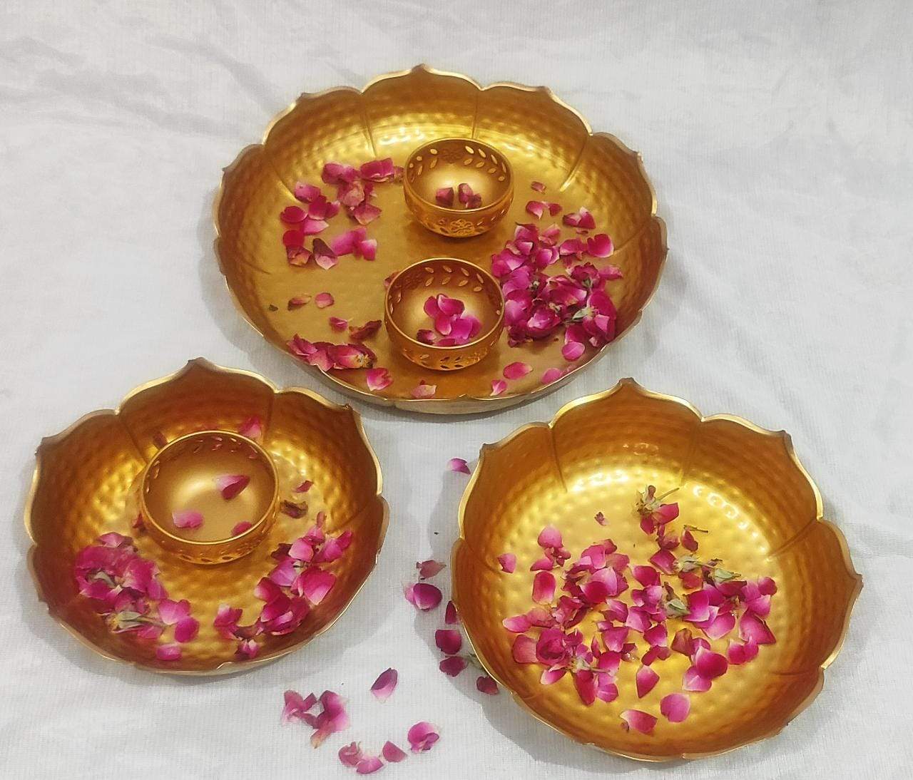 Lotus Cutting Urli And Diya