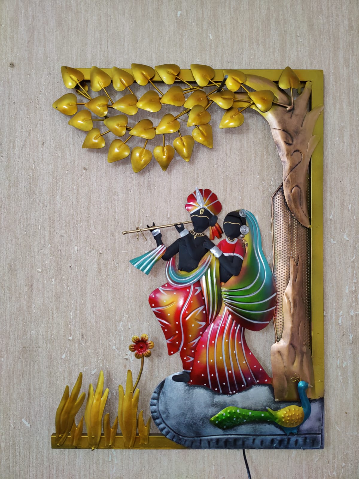 Radha Krishna Peacock Tree 21*32