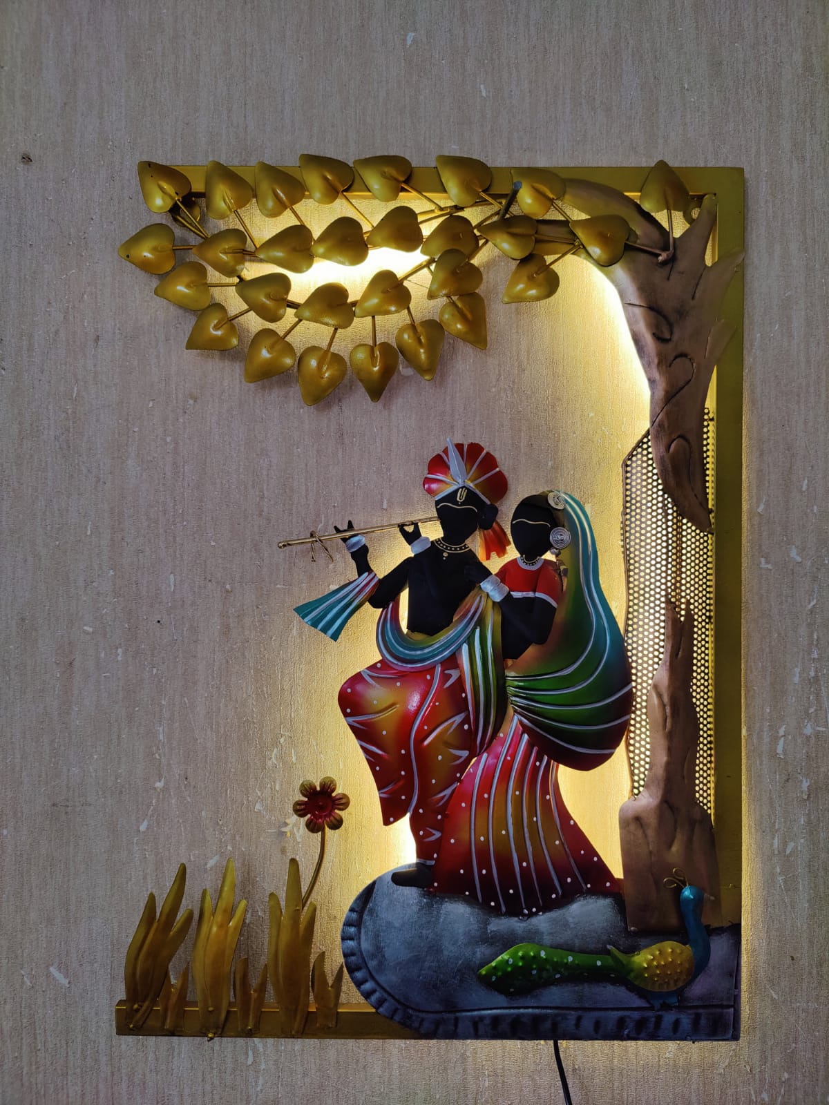 Radha Krishna Peacock Tree 21*32