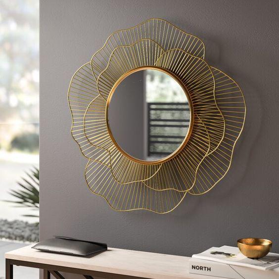 Golden Color Leaf Mirror 24*12