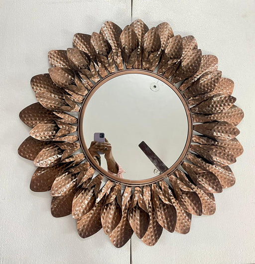 Copper Colour Leaf Mirror 30*30