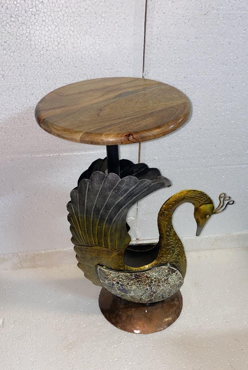 Peacock  Wooden Top Stool 16*12*23