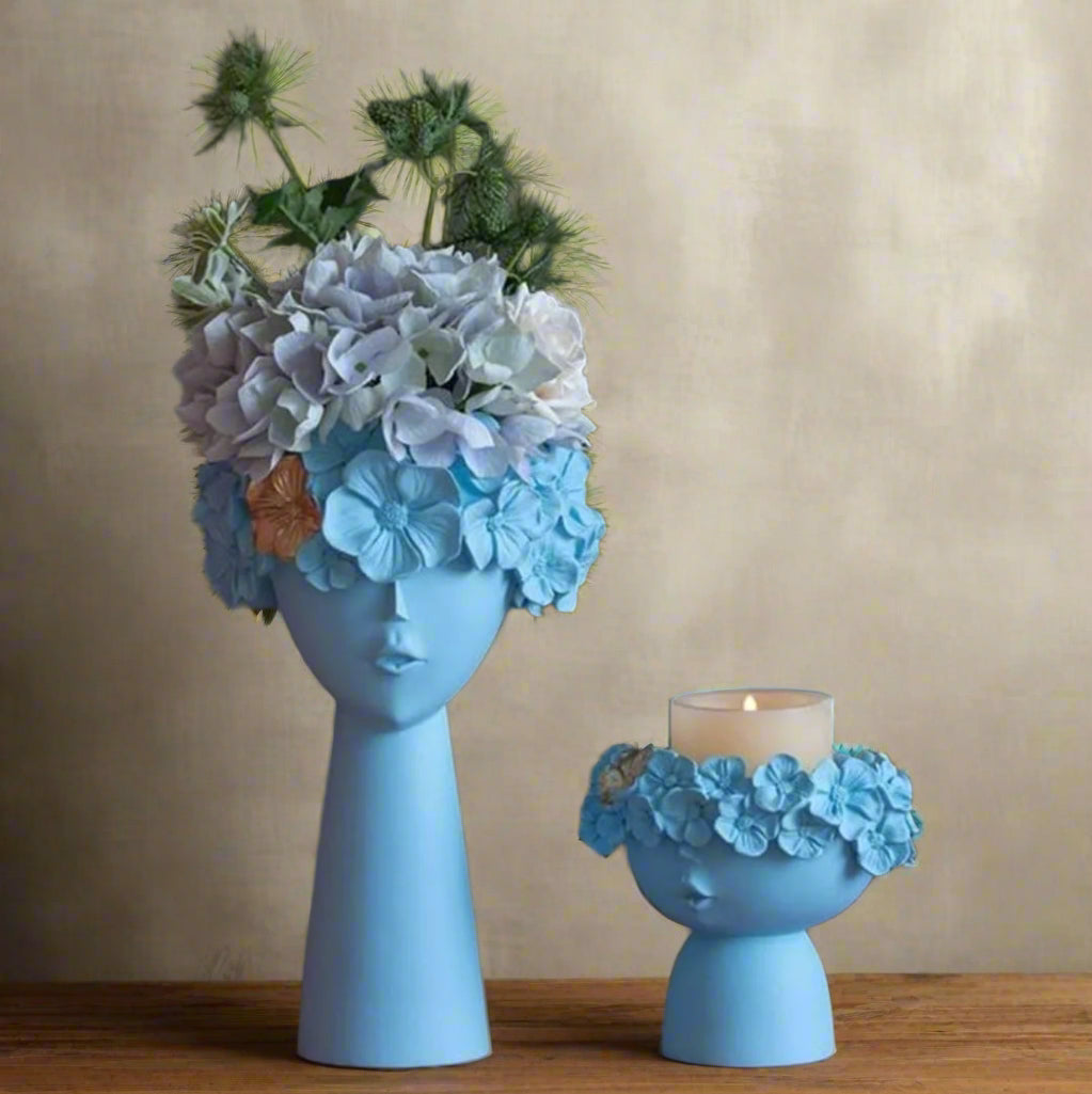 Polyresin Blue Dolls Planters 7*12 — V Home Decor