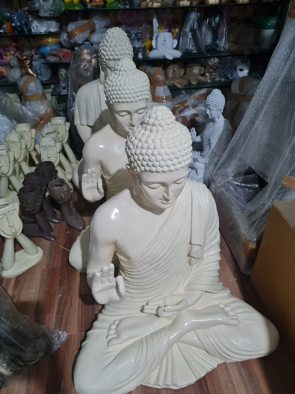 Fiber Cream Buddha Idol 35*28*18