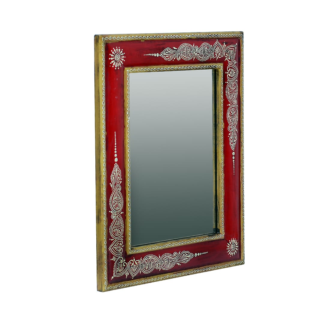 Antique Wooden  Red Mirror 13*16*1