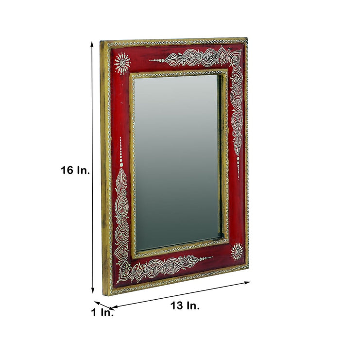 Antique Wooden  Red Mirror 13*16*1