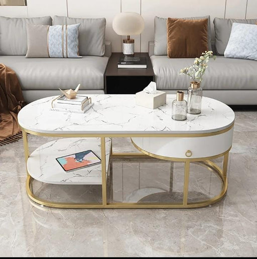 Double Marble Drawer Center Table 39*20*18