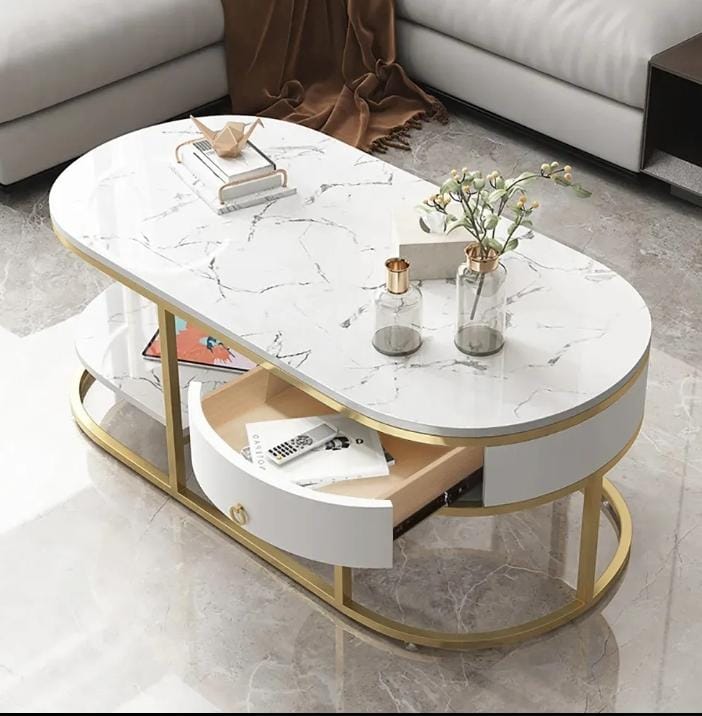 Double Marble Drawer Center Table 39*20*18