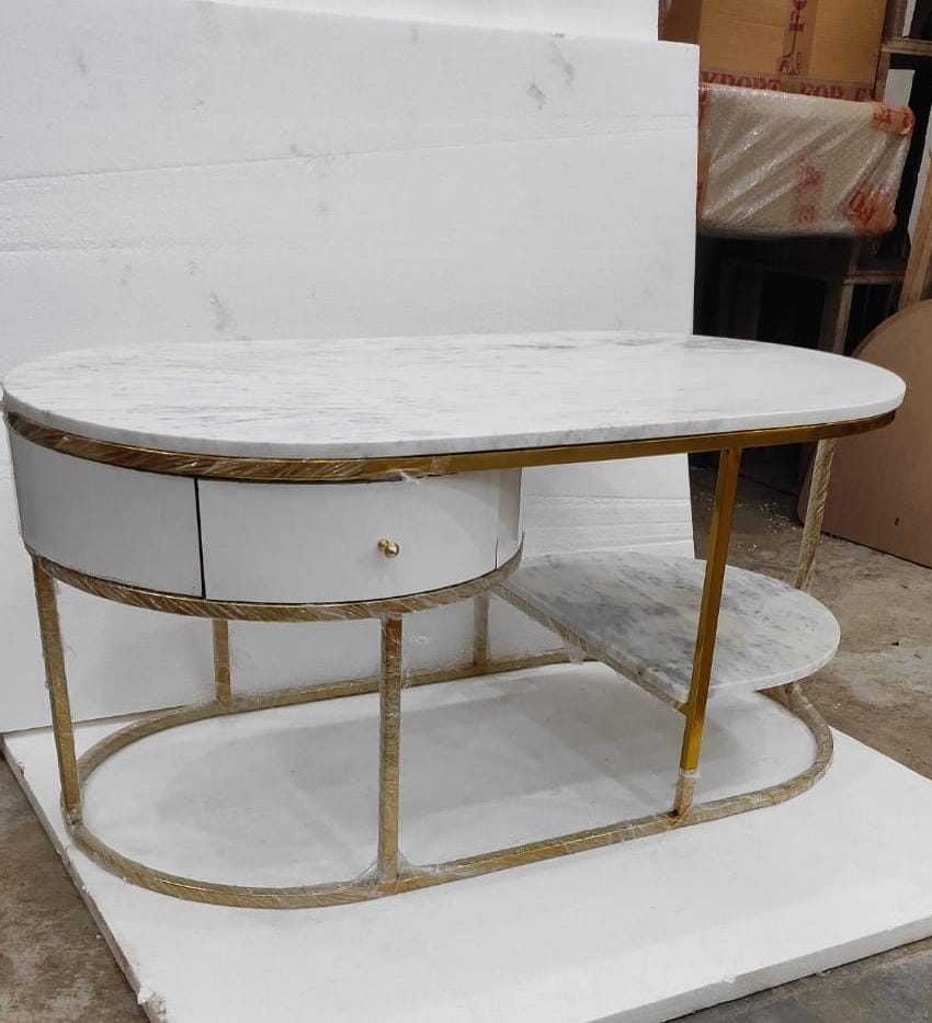 Drawer Mable Table double marble drawer center table - Elegant Double Marble Drawer Center ...